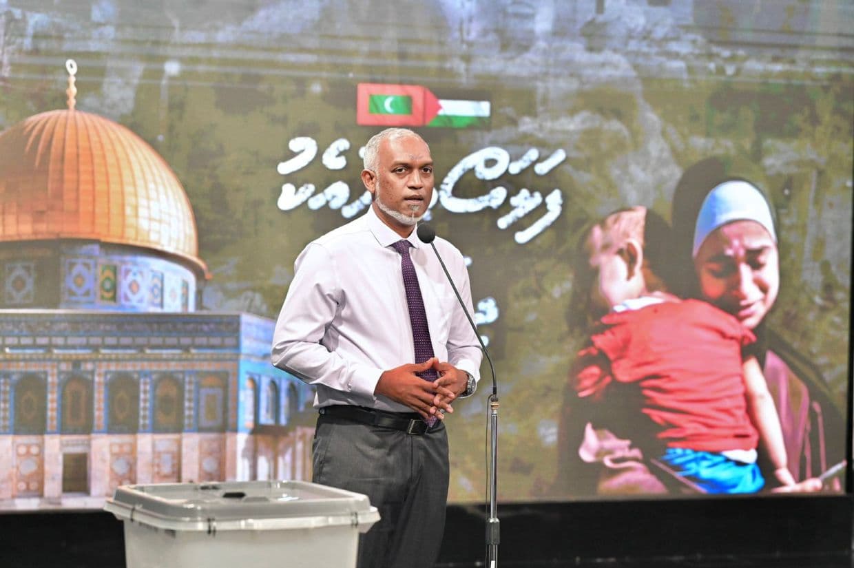 "ފަލަސްތީނާއެކު ދިވެހިން" ޓެލެތޯނުގައި ރައީސް ވާހަކަފުޅު ދައްކަވަނީ / ފޮޓޯ: ރައީސް އޮފީސް