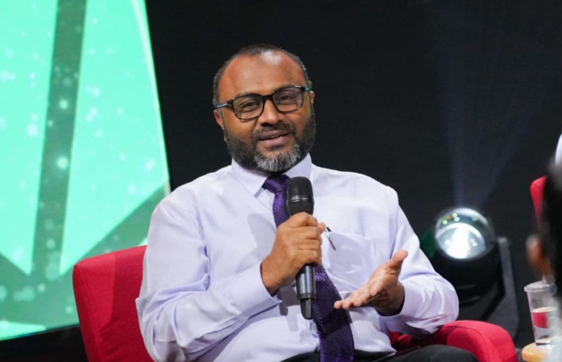 "އަހާ ފޯރަމް"ގައި އިސްލާމީ ކަންތައްތަކާއި ބެހޭ ވަޒީރު، ޝަހީމް ވާހަކަދައްކަވަނީ. / ފޮޓޯ: ވުޒާރާ