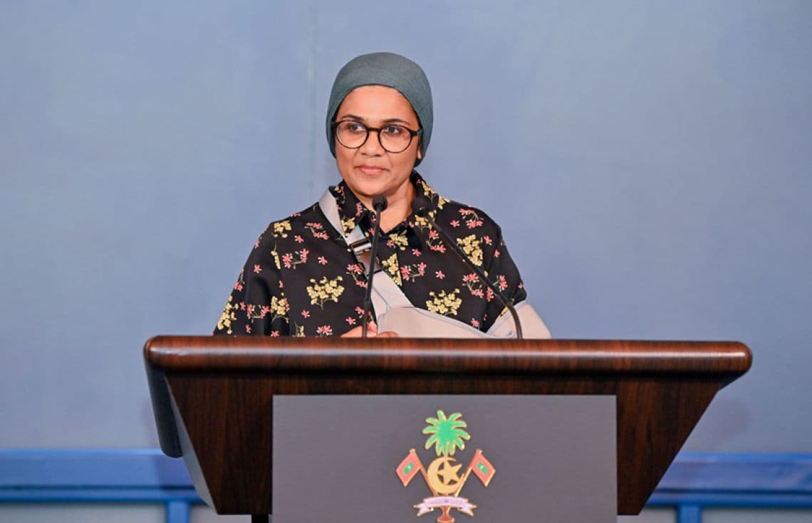 ދަނޑުވެރިކަމާއި ދިރޭތަކެއްޗާއި ބެހޭ ވުޒާރާގެ ވަޒީރު މަރިޔަމް މާރިޔާ/ ފޮޓޯ: ރައީސް އޮފީސް