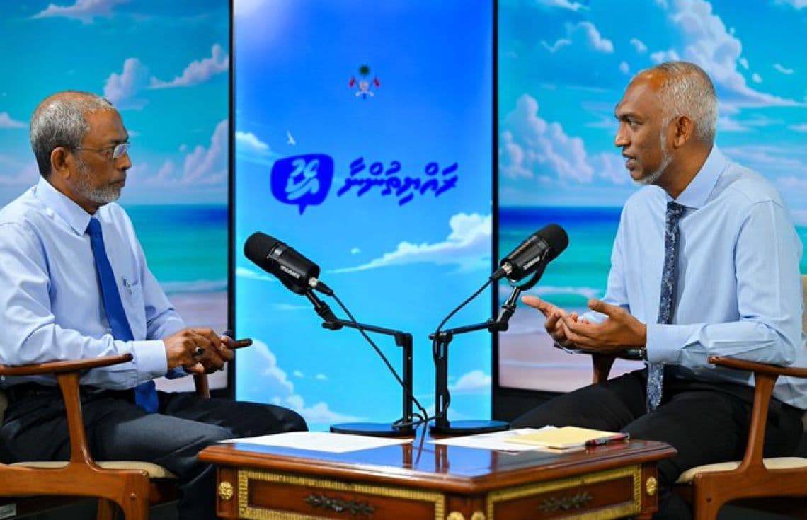 "ރައްޔިތުންނާ އެކު" ޕޮޑްކާސްޓްގައި ރައީސް ވާހަކަފުޅު ދައްކަވަނީ/ ފޮޓޯ؛ ރައީސް އޮފީސް