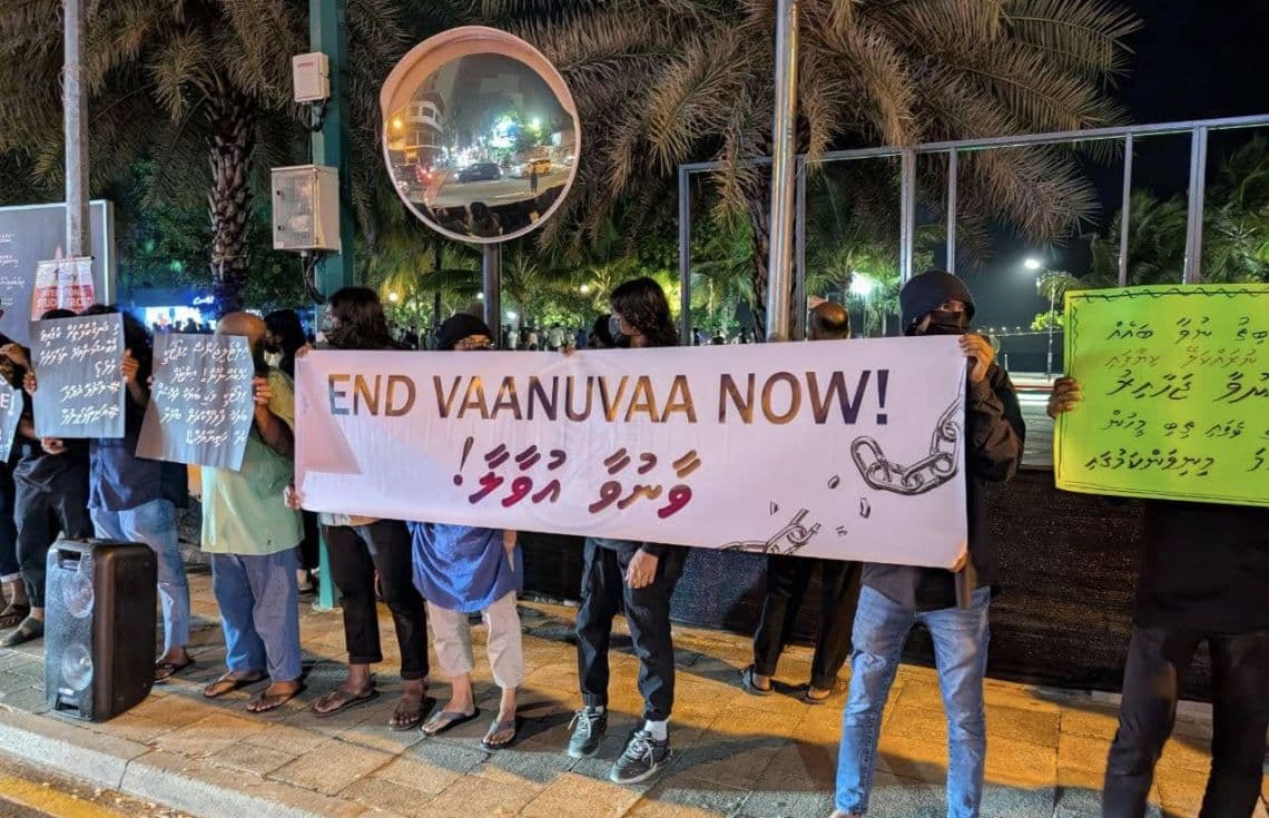 ވާނުވާ ބަންދު އުވާލުމަށް މާލޭގައި ބޭއްވި އެއްވުމެއް. / ފޮޓޯ: ސޯޝަލް މީޑިއާ