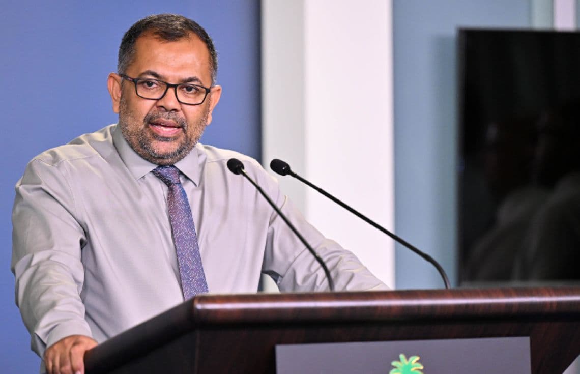 މާލީ ކަންކަމާއި ތަރައްޤީގެ ރޭވުންތެރިކަމާ ބެހޭ ވަޒީރު މޫސާ ޒަމީރު/ ފޮޓޯ: ރައީސް އޮފީސް