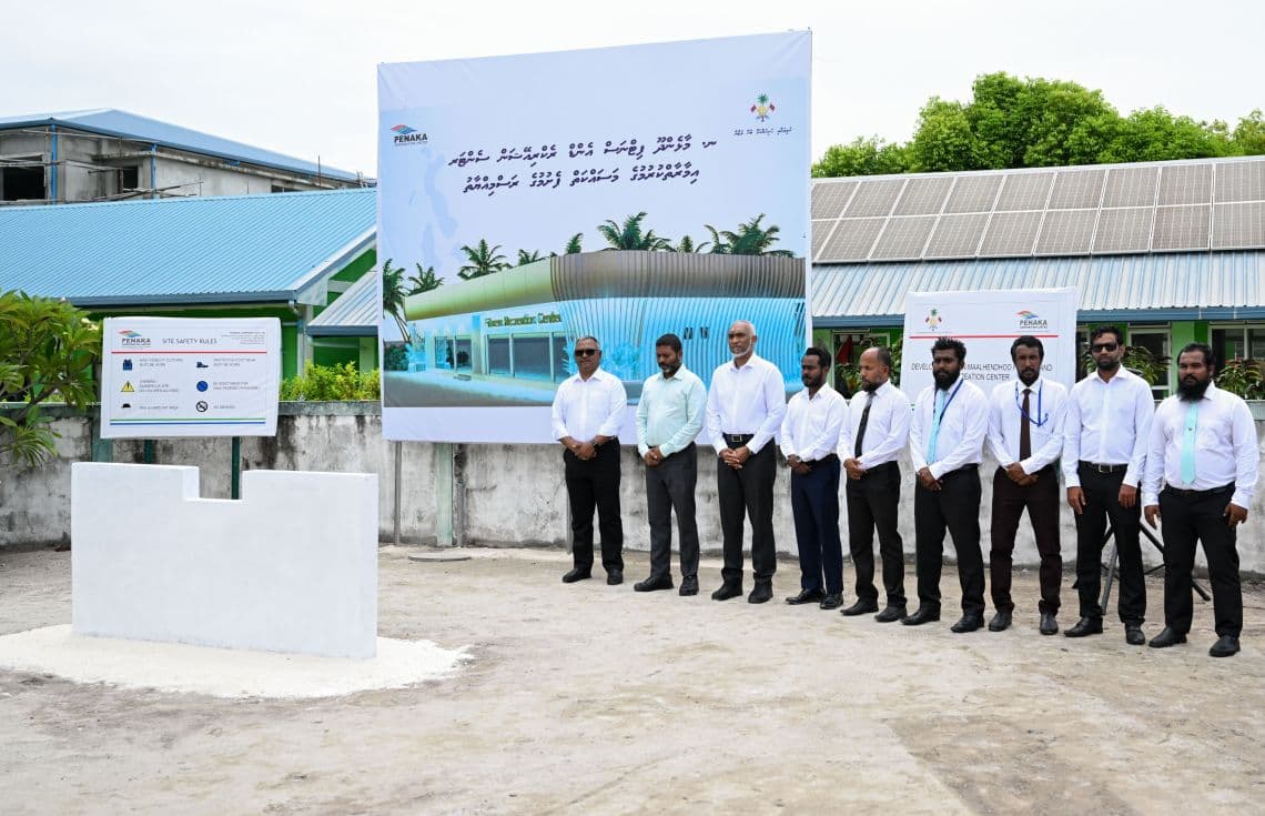 މާޅެންދޫގެ ފިޓްނަސް އެންޑް ރެކްރިއޭޝަން ސެންޓަރުގެ ބިންގާ އެޅުން. / ފޮޓޯ: ރައީސް އޮފީސް