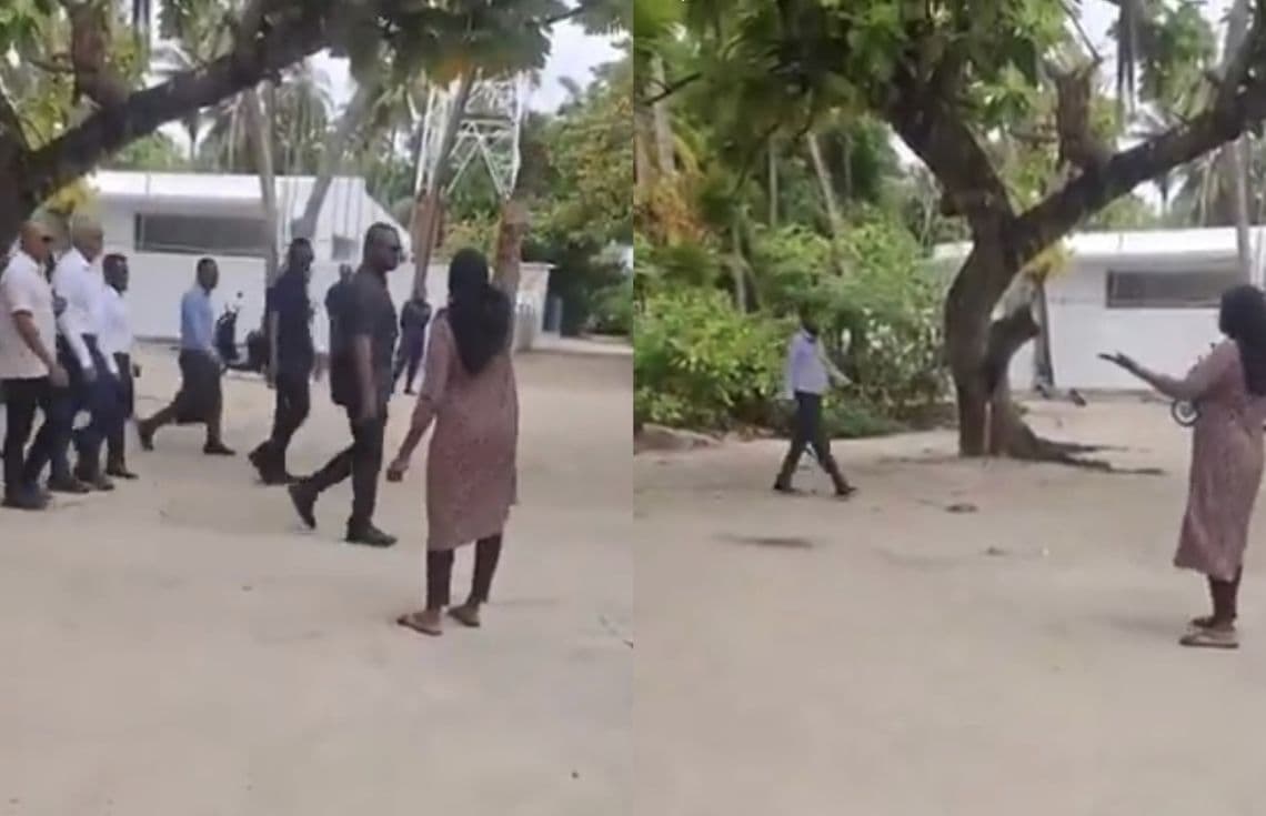 އަންހެން މީހާ ހަޑި ހުތުރު ބަހުން ވާހަކަދައްކާ މަންޒަރު ފެންނަ ވީޑިއޯގެ ސްނެޕްޝޮޓުތަކެއް.
