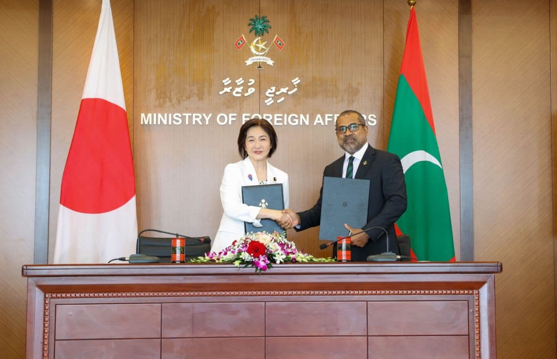 މާލޭގެ ބޭރު ތޮށި މަރާމާތުކުރުމަށް ޖަޕާނު ސަރުކާރުން ދޭ އެހީގެ އެއްބަސްވުމުގައި ސޮއިކުރުމުގެ ރަސްމިއްޔާތު / ފޮޓޯ: ފޮރިން މިނިސްޓްރީ