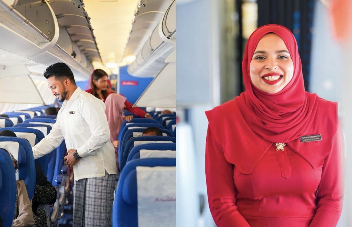 މޯލްޑިވިއަންގެ ކެބިން ކްރޫއިން ސަގާފީ ހެދުމުގައި. / ފޮޓޯ: މޯލްޑިވިއަން