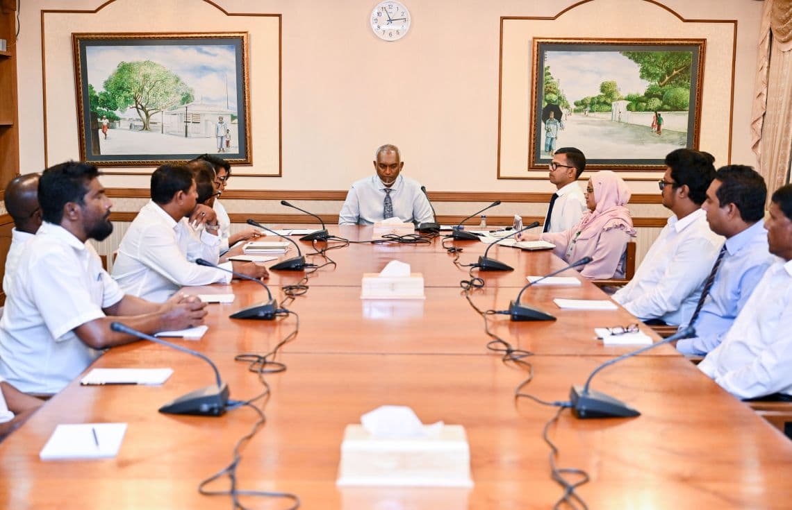 މަސްވެރިކަމުގެ ސިނާޢަތް ތަރައްޤީކުރުމަށް މަސައްކަތްކުރާ ކެއުޅުން ޖަމިއްޔާއާ ރައީސް ބައްދަލުކުރެއްވުން/ ފޮޓޯ: ރައީސް އޮފީސް