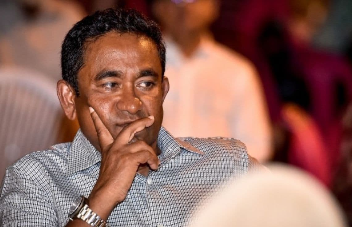 ކުރީގެ ރައީސް އަބްދުﷲ ޔާމީން. އެމަނިކުފާނު ވިދާޅުވީ ވޯޓު ކަރުދާހުގައި އެމަނިކުފާނުގެ ނަން އޮންނާނެ ކަމަށް.