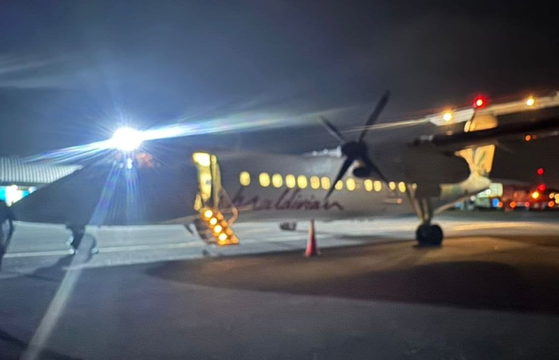 ފުނަދޫ އެއާޕޯޓަށް ޖެއްސި މޯލްޑިވިއަންގެ ޓެސްޓް ފްލައިޓް--- ފޮޓޯ: އެކްސް (މިނިސްޓަރު އަމީން)