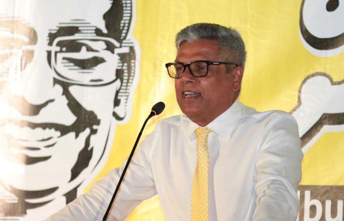 ރީކޯ މޫސާ މަނިކު އެމްޑީޕީގެ ޖަލްސާއެއްގައި ވާހަކަދައްކަނީ--- ފޮޓޯ: ދަ ޓައިމްސް އޮފް އައްޑޫ