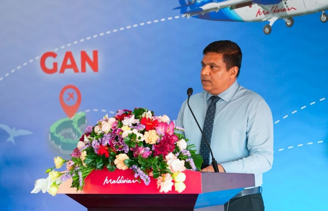 މިނިސްޓަރު އަމީން، "ސަދަން ކަނެކްޓިވިޓީ" އޮޕަރޭޝަން އިފްތިތާހުކުރުމަށް ގަމުގައި ބޭއްވި ރަސްމިއްޔާތުގައި---