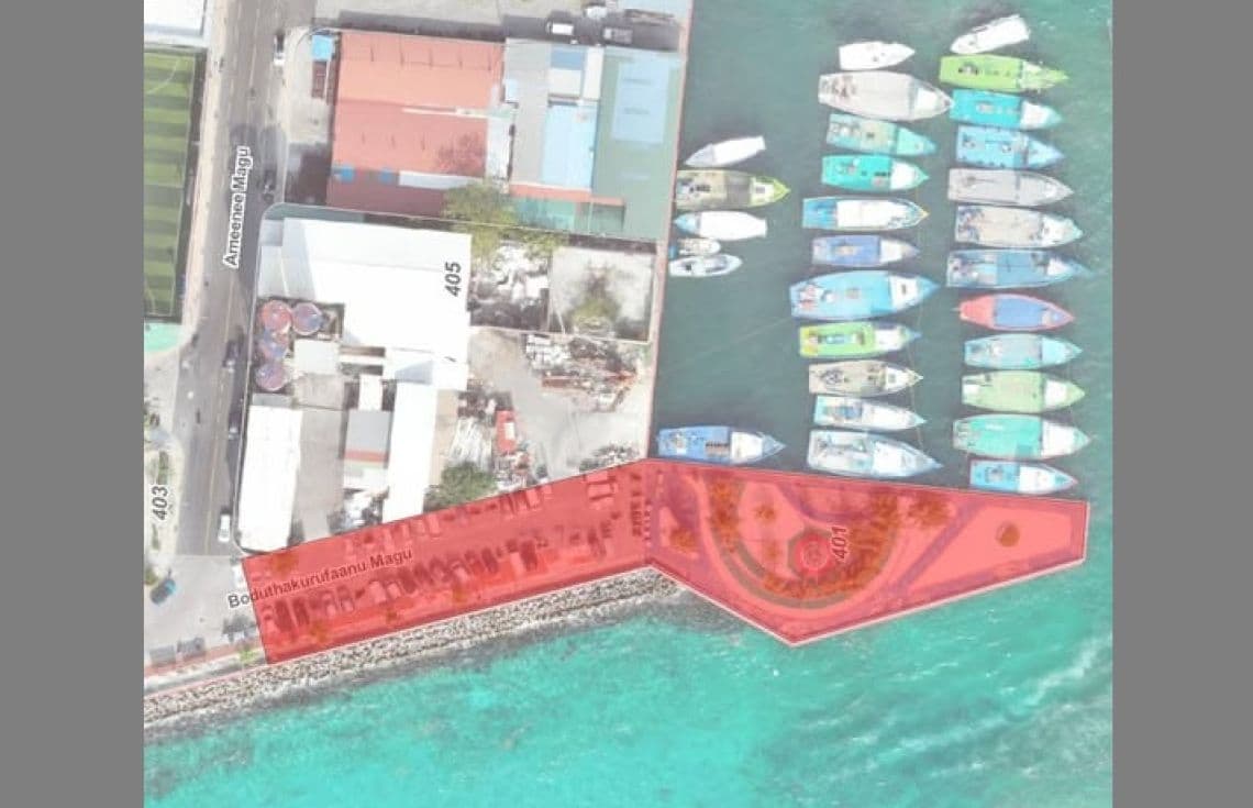 ތިން ރުއް ޕާކުގެ މަރާމާތުކޮށް ތަރައްގީކުރުމަށް ހަމަޖެހިފައިވާ ސަރަހައްދު--- ފޮޓޯ: ދިވެހި ފުލުހުންގެ ހިދުމަތް