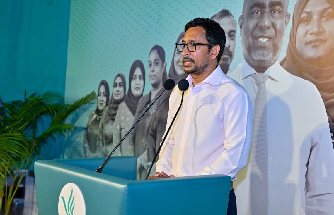 މާލޭގައި ތިނަދޫ ސިޓީ ޕީއެންސީ ކެމްޕެއިން އޮފީސް ހުޅުވުމުގެ ރަސްމިއްޔާތުގައި ޕީޖީ ލީޑަރު ފަލާހު ވާހަކަފުޅުދައްކަވަނީ---