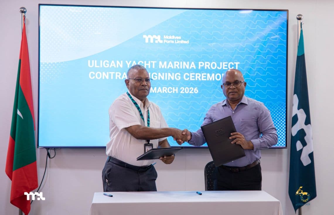 އުލިގަމުގައި ތަރައްގީކުރާ ޔޮޓް މެރީނާގެ އެއްބަސްވުމުގައި ސޮއިކުރުން---ފޮޓޯ: އެމްޕީއެލް