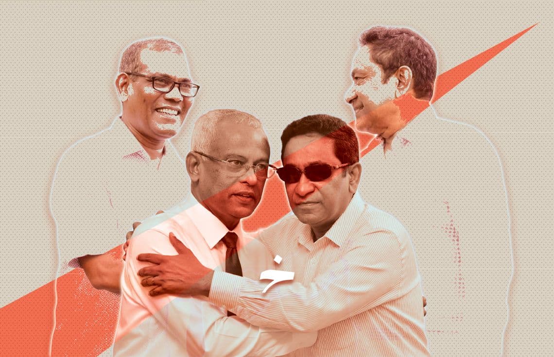 ރައީސް ޔާމީނާއި ރައީސް ނަޝީދުގެ އިތުރުން ރައީސް ސާލިހު. /ޚުލާސާ ގްރެފިކްސް---