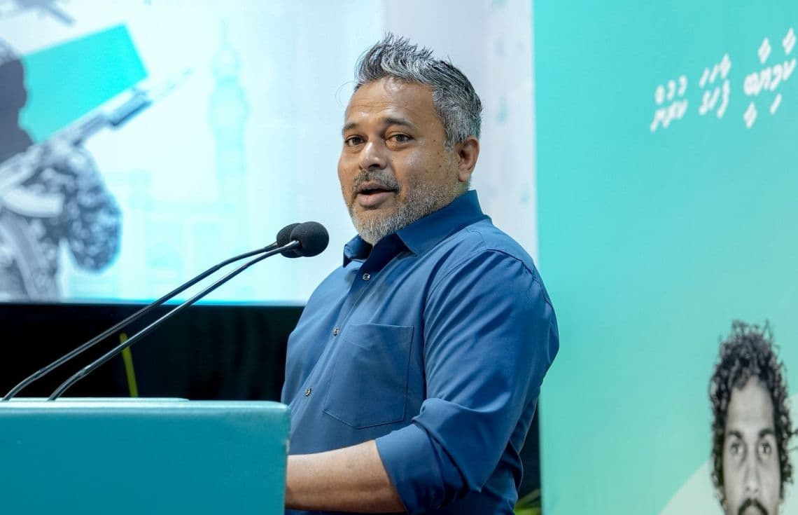 ޕީއެންސީން ބުރާސްފަތި ދުވަހުގެރޭ ޕީއެންސީން ބޭއްވި ޖަލްސާގައި މިނިސްޓަރު ޝިޔާމް ވާހަކަފުޅު ދައްކަވަނީ. / ފޮޓޯ: ޕީއެންސީ