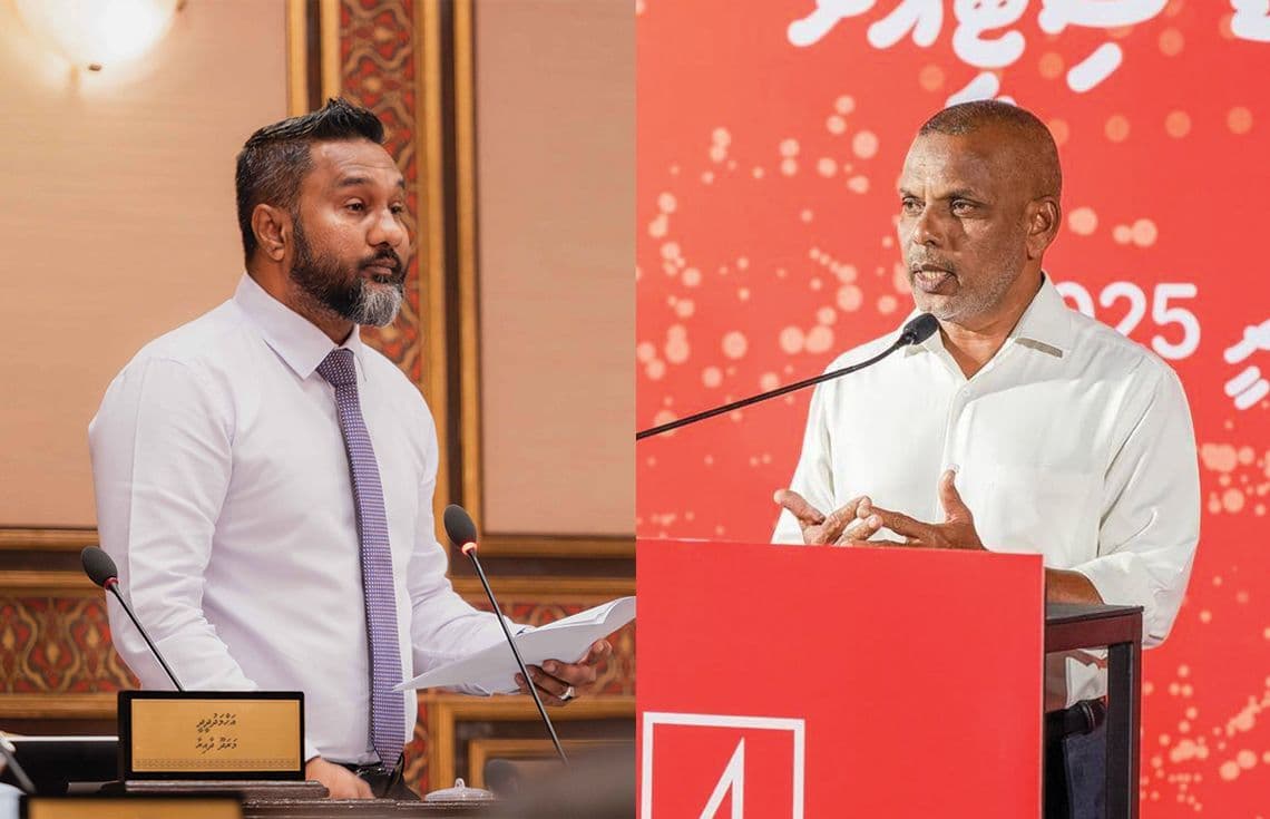 ހިތަދޫ މޫލެކެޑެ ދާއިރާގެ މިހާރުގެ ކައުންސިލަރު އަހްމަދު ސައީދު އަދި ހިތަދޫ އުތުރު ދާއިރާގެ ކުރީގެ މެންބަރު މުހައްމަދު ސިނާން---