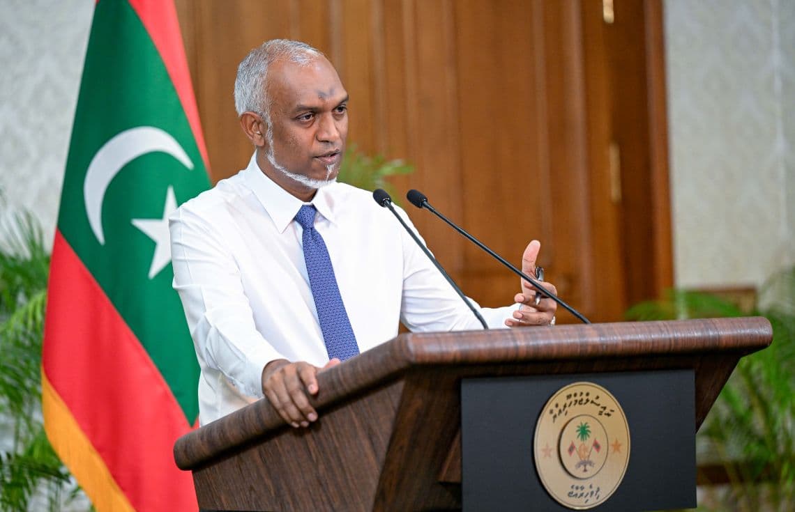 ޕްރެސް ކޮންފަރެންސެއްގައި ރައީސް ވާހަކަފުޅު ދައްކަވަނީ. / ފޮޓޯ: ރައީސް އޮފީސް