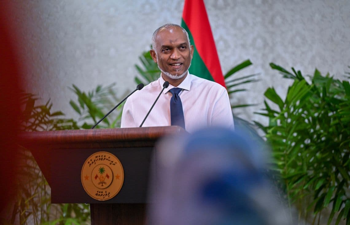 މިއަދު ބޭއްވި ނޫސްވެރިންގެ ބައްދަލުވުމުގައި ރައީސް ވާހަކަފުޅުދައްކަވަނީ. / ފޮޓޯ: ރައީސް އޮފީސް