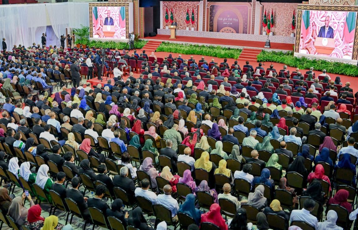 މިނިވަން ދުވަހުގެ ރަސްމީ ޖަލްސާގެ ތެރެއިން. / ފޮޓޯ: ރައީސް އޮފީސް