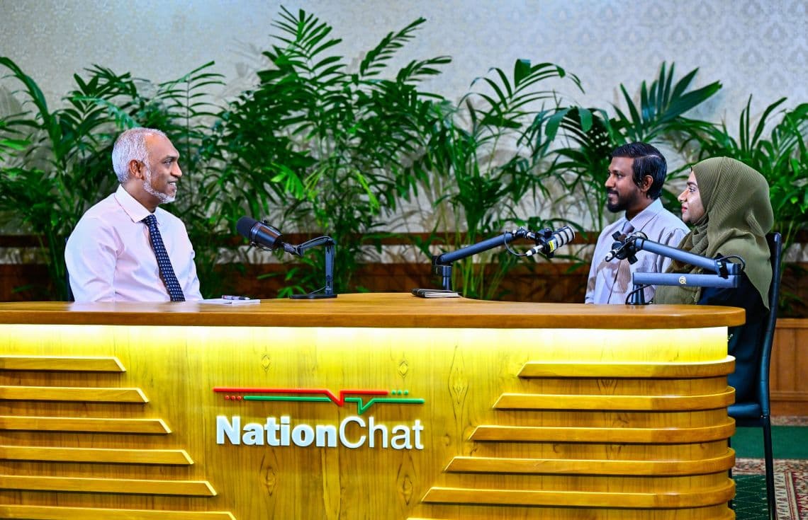 ނޭޝަން ޗެޓް ޕްރޮގްރާމުގައި ރައީސް ޑރ. މުއިއްޒު. / ފޮޓޯ: ރައީސް އޮފީސް