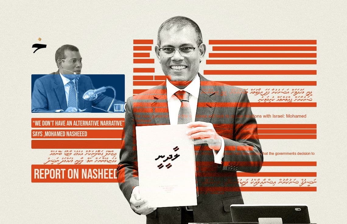 މުހައްމަދު ނަޝީދު - އިސްލާމް ދީނާ ދެކޮޅު ސިޔާސަތުތަކުގެ ސަބަބުން އޭނާގެ ބޮލުގައި ދިވެހި ރައްޔިތުން ވަނީ "ލާދީނީ" ޓެގް އަޅުވާފައި. / ގްރެފިކްސް: ޚުލާސާ