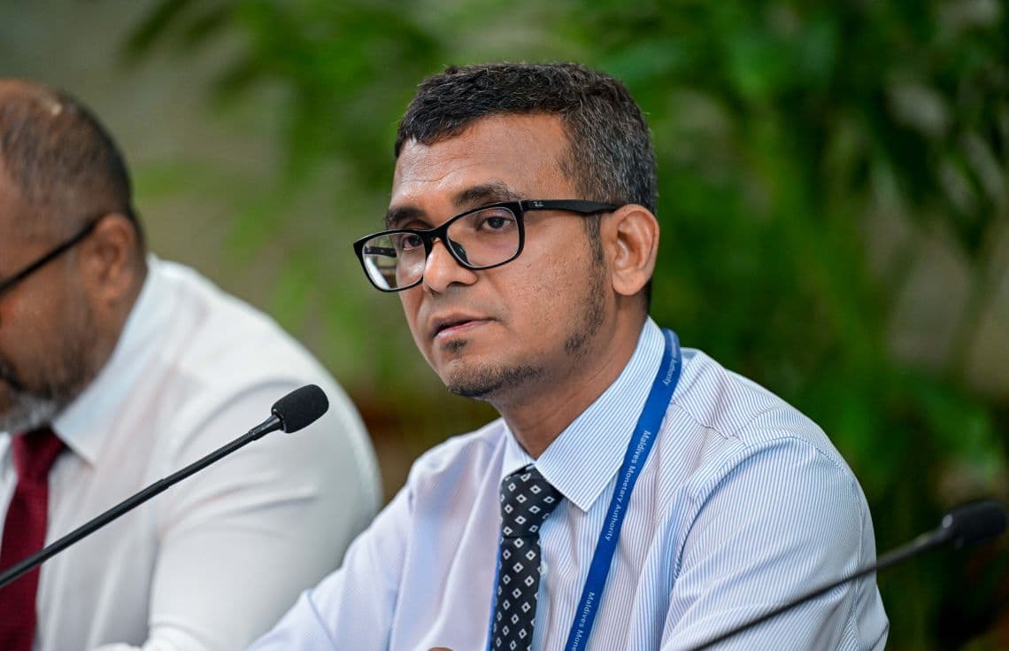 ރައީސް އޮފީހުން ބޭއްވި ޕްރެސްގައި ގަވަރުނަރު މުނައްވަރު ވާހަކަފުޅު ދައްކަވަނީ. / ފޮޓޯ: ރައީސް އޮފީސް