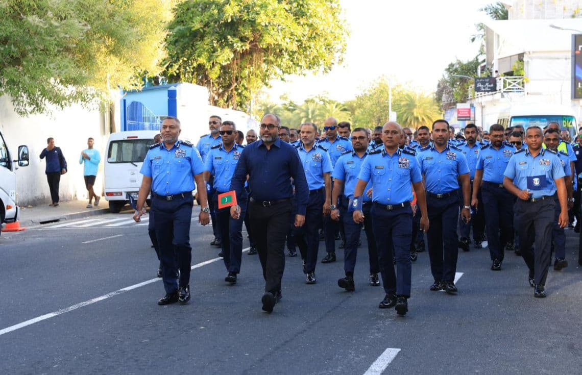 ފުލުހުންގެ ހިދުމަތަށް 22 އަހަރު ފުރުން ފާހަގަކުރުމުގެ ގޮތުން ބޭއްވި ހިނގާލުން | ފޮޓޯ: މިނިސްޓްރީ
