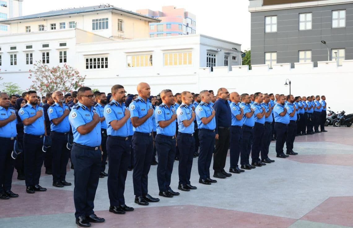 ދިވެހި ފުލުހުންގެ ޚިދުމަތަށް 22 އަހަރު ފުރުން ފާހަގަކުރުމުގެ ގޮތުން ބޭއްވި ހިންގާލުމުގެ ތެރެއިން / ފޮޓޯ : ހޯމް މިނިސްޓްރީ