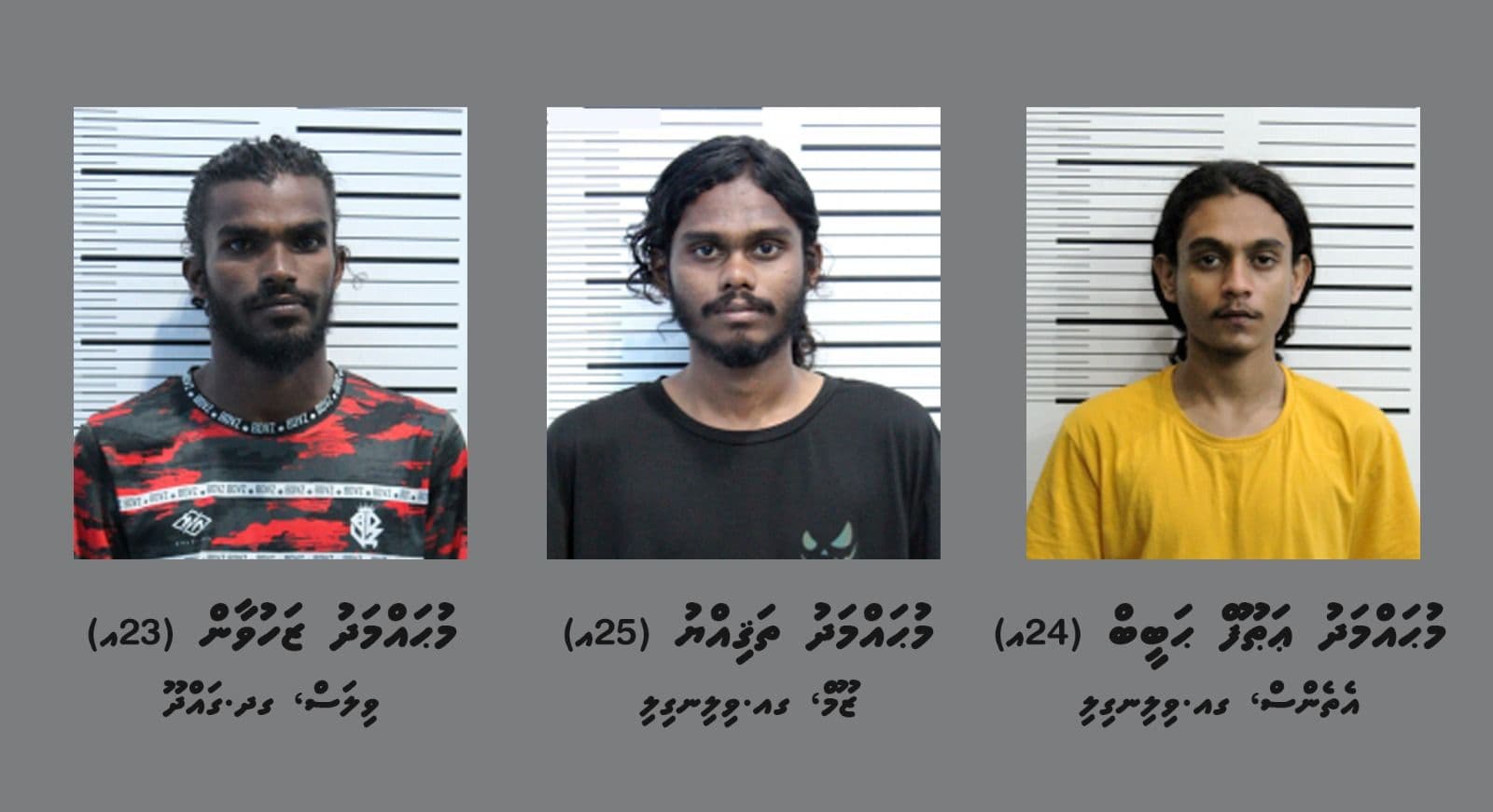 މަސްތުވާތަކެތީގެ މައްސަލައަކާ ގުޅިގެން ވިލިނގިލިން ހައްޔަރުކުރި ތިން މީހުން.