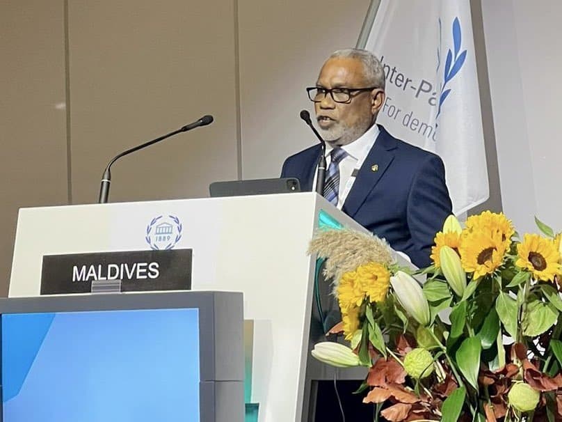 އައިޕީޔޫގެ 149 ވަނަ އެސެމްބްލީގެ ބަހުސްގައި އަބްދުއްރަހީމް: ފޮޓޯ: ޕީއެންސީ
