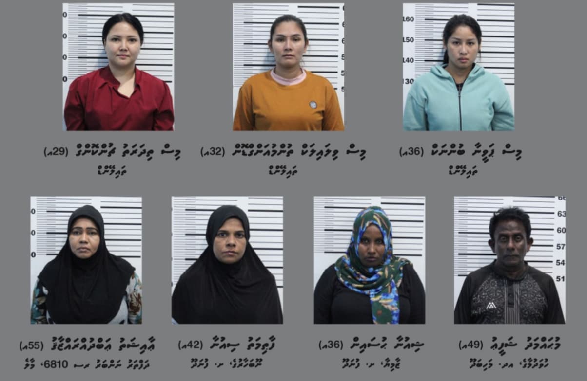 ހުޅުމާލޭގައި ހަށިވިއްކުމުގެ ވިޔަފާރިކުރާތީ ހައްޔަރުކުރި 7 މީހުން. ފޮޓޯ: ޕޮލިސް